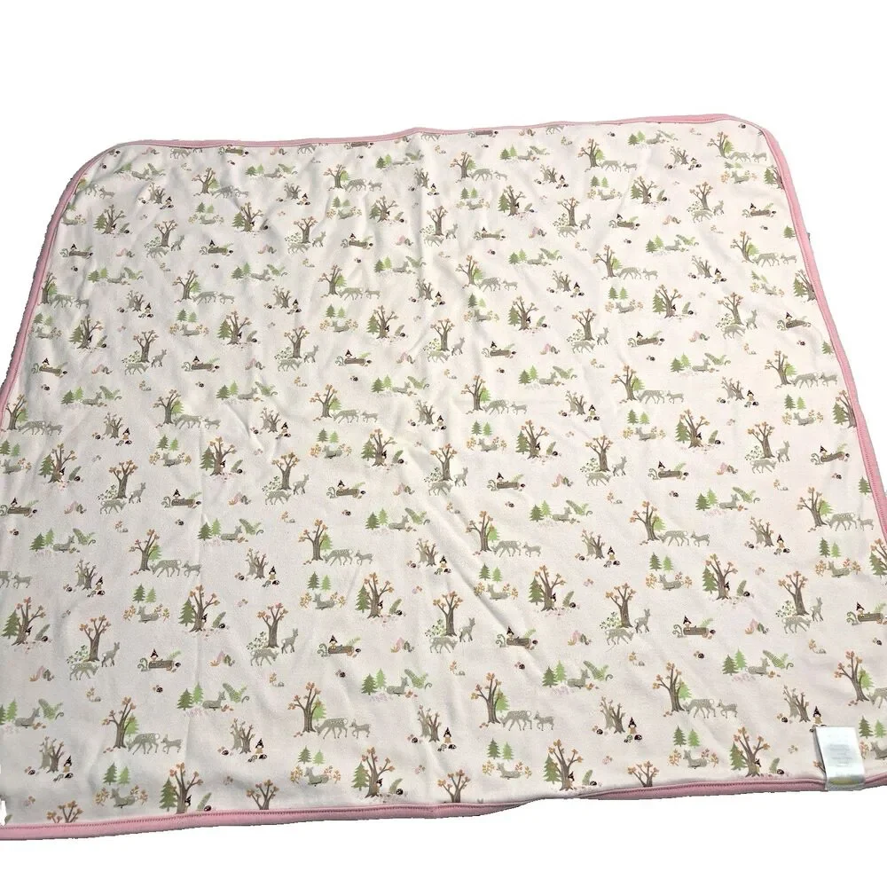 Vintage 2007 Baby Girl Gymboree Autumn Forest Blanket Pink Deer Woodland Gnome